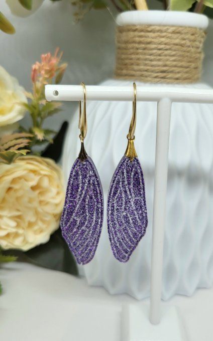 Boucles d'oreilles longues ailes de papillon