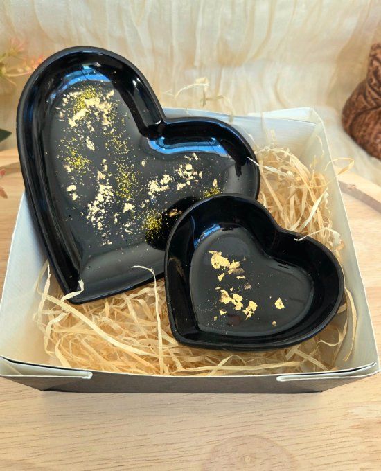 Coffret coeur noir et or
